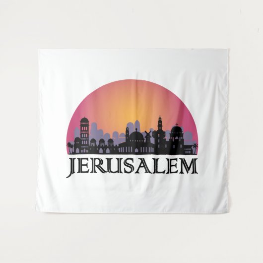 エルサレムのスカイライン – イスラエル旅行 タペストリー (正面(横))