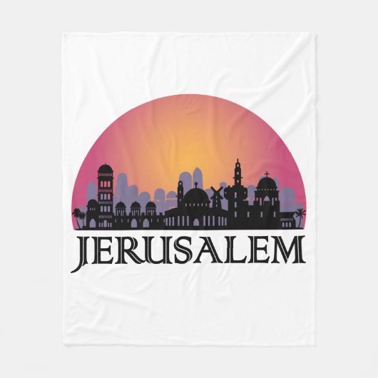 エルサレムのスカイライン – イスラエル旅行 フリースブランケット (正面)