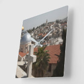 エルサレムのスカイライン スクエア壁時計 (傾斜)