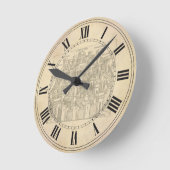 エルサレムの中世木版画 ラウンド壁時計 (傾斜)