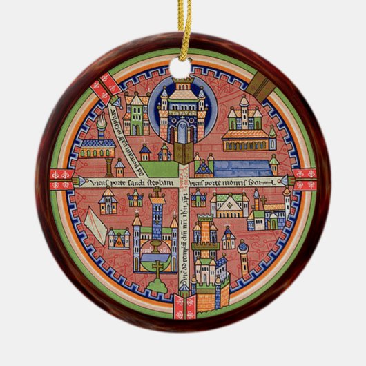 エルサレムの地図オーナメント セラミックオーナメント (正面)