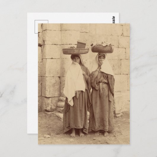 エルサレムの城壁近くの農夫の女の子 ポストカード (正面/裏面)