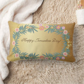 エルサレムの日おめでとう！ホリデー金ゴールドデコレーション ランバークッション (ブランケット)