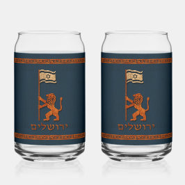 エルサレムの日のライオン（旗あり） ガラス缶