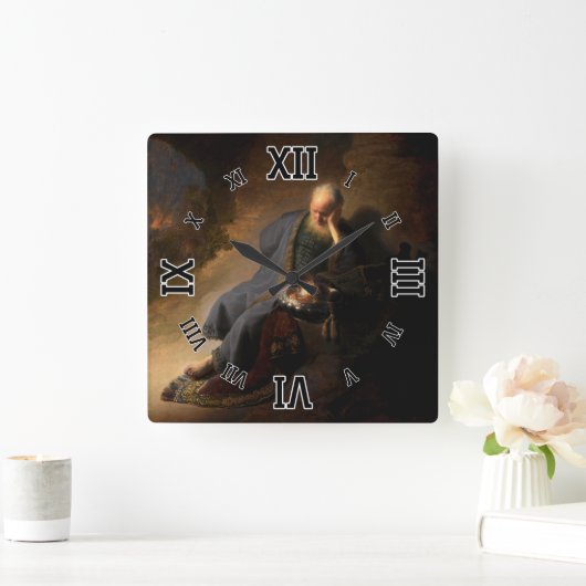 エルサレムの破壊を嘆くジェレミア スクエア壁時計 (ホーム)