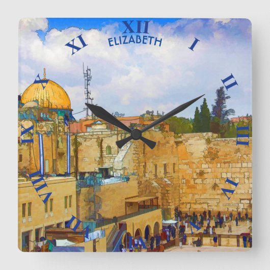 エルサレムの西壁（悲しみの壁） スクエア壁時計 (正面)