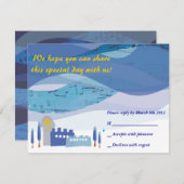 エルサレムの音楽的な空のバーのバルミツワーの招待状 出欠カード (正面/裏面)