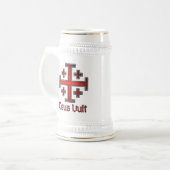 エルサレムの騎士テンプル騎士団十字架 Deus Vult ビールジョッキ (正面左)