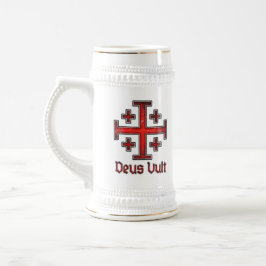 エルサレムの騎士テンプル騎士団十字架 Deus Vult ビールジョッキ