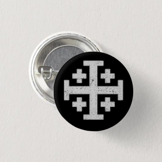 エルサレムの騎士Templarのクルセーダーの十字Deus Vult 缶バッジ (正面&裏面)