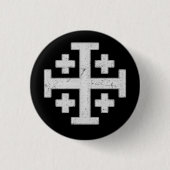 エルサレムの騎士Templarのクルセーダーの十字Deus Vult 缶バッジ (正面)