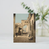 エルサレムのVia Dolosaの古い色の写真 ポストカード (スタンド正面)