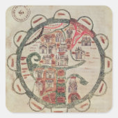 エルサレムを中心とする世界地図 スクエアシール (正面)