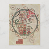 エルサレムを中心とする世界地図 ポストカード (正面)