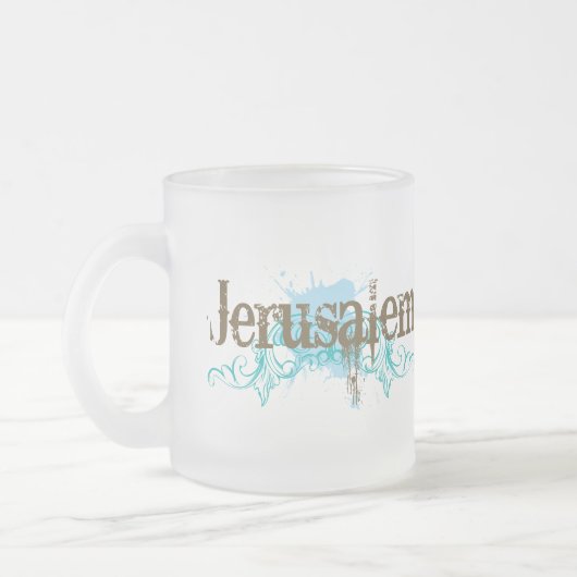 エルサレムイスラエル共和国のTシャツ フロストグラスマグカップ (左)