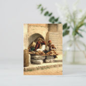 エルサレムイスラエル共和国1890年ヴィンテージの通りのパンの販売人 ポストカード (スタンド正面)