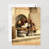 エルサレムイスラエル共和国1890年ヴィンテージの通りのパンの販売人 ポストカード (正面/裏面)