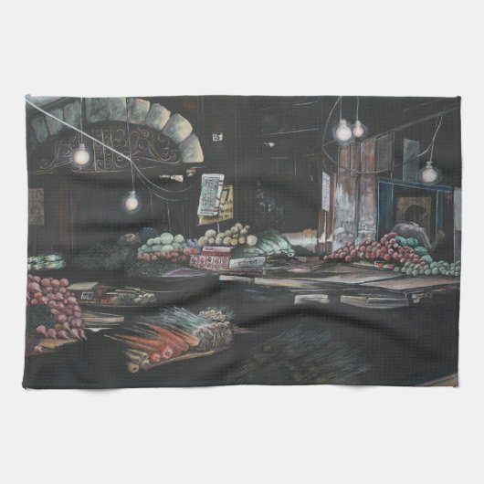 エルサレムト，苦しい収穫物 キッチンタオル (横)