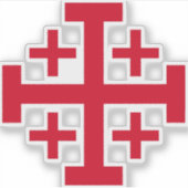 エルサレム十字 Deus Vult キリスト教ステッカー シール (正面)
