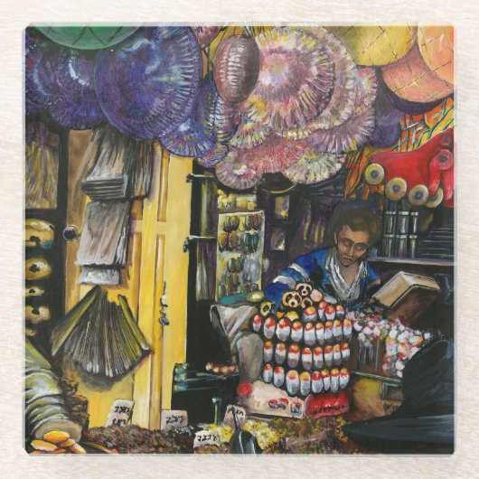 エルサレム古代商工の伝統 ガラスコースター (正面)