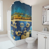 エルサレム市の夜のシャワーカーテン シャワーカーテン (インサイチュ)