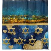 エルサレム市の夜のシャワーカーテン シャワーカーテン (正面)