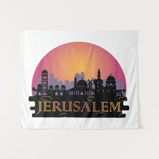 エルサレム旧市街スカイライン – イスラエル旅行 タペストリー (正面(横))