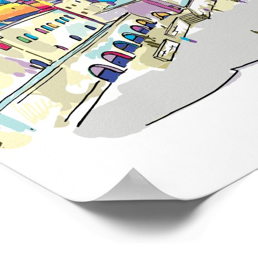 エルサレム水彩画イスラエル西壁 ポスター (角)