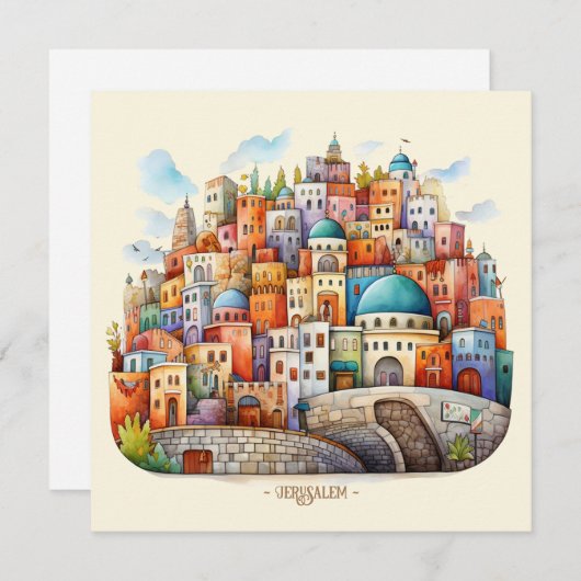 エルサレム街並みイラストレーション シーズンカード (正面/裏面)