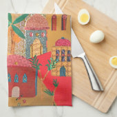 エルサレム都市カラフルの芸術 キッチンタオル (四つ折り)