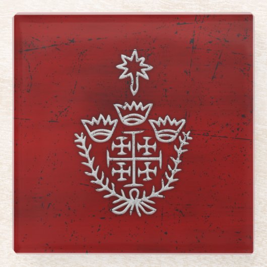 エルサレム騎士テンプラール十字軍デウスヴォルト ガラスコースター (正面)