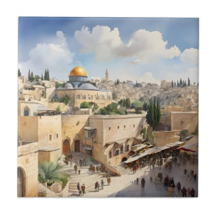 エルサレム・イスラエル水彩画 タイル