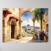 エルサレム・イスラエル水彩画 ポスター (正面)