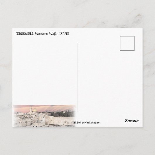 エルサレム、イスラエル西壁 ポストカード (裏面)