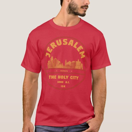 エルサレム イスラエル 都市 バッジ 家族 Tシャツ (正面)