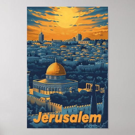 エルサレム・ザ・ホーリー・シティ・ヴィンテージ・アートイラストレーション ポスター (正面)