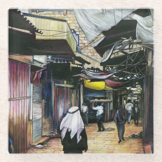 エルサレム、旧市街地を歩いてホームへ ガラスコースター (正面)