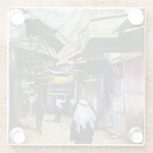 エルサレム、旧市街地を歩いてホームへ ガラスコースター (裏面)