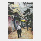 エルサレム、旧市街地を歩いてホームへ キッチンタオル (縦)