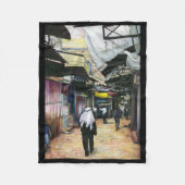 エルサレム、旧市街地を歩いてホームへ フリースブランケット (正面)