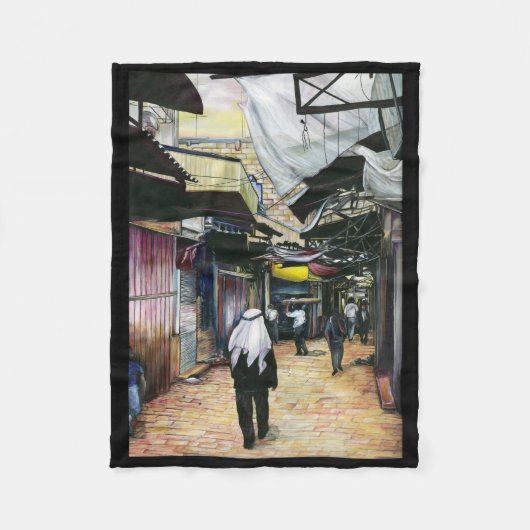 エルサレム、旧市街地を歩いてホームへ フリースブランケット (正面)