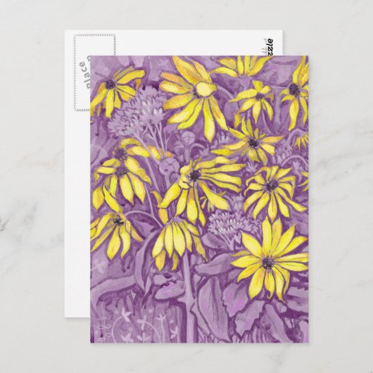 エルサレムArtichokes夏花フローラ紫 ポストカード (正面/裏面)