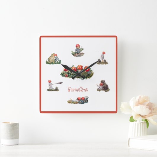 エルサ・ベスコウの森の子ども スクエア壁時計 (ホーム)