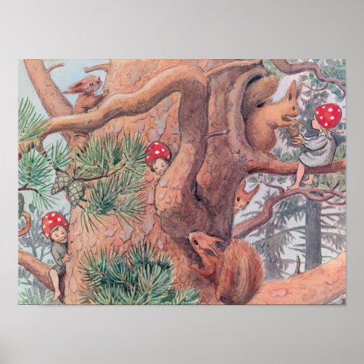 エルサ・ベスコフのヴィンテージイラスト「森の子供たち」 ポスター (正面)