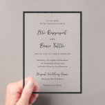 エルシンプルモダン結婚の アクリル招待状<br><div class="desc">モダン結婚式招待状は薄いシンプル詳細に囲まれたイベントデザインを備え縁どた。</div>