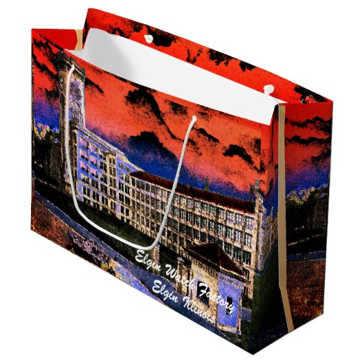 エルジンウォッチカラフルファクトリー水彩1920アート ラージペーパーバッグ (正面アングル)