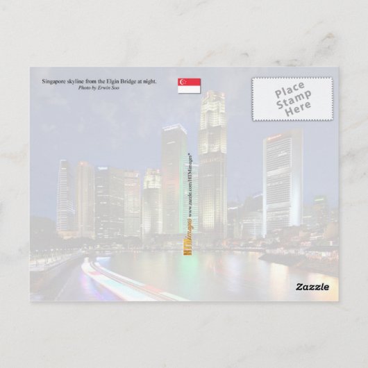 エルジン橋からシンガポールのスカイライン ポストカード (裏面)