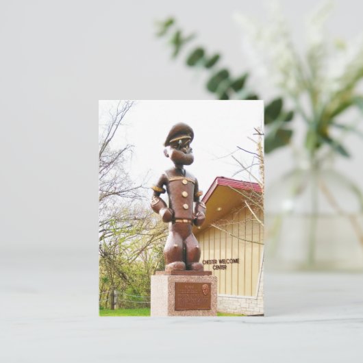 エルジー・クリスラー・シーガーのポパイ像 ポストカード (スタンド正面)