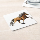 エルスカ美しいアイスランドの馬 スクエアペーパーコースター (アングル)
