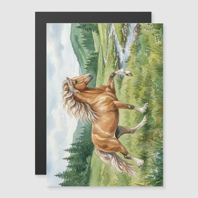 エルスカ アイスランドの馬 水彩画 (正面/裏面)